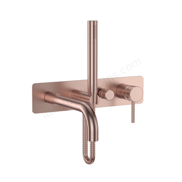 Scudo Core Wall Mounted Bath Shower Mixer & Handset - Brushed Bronze