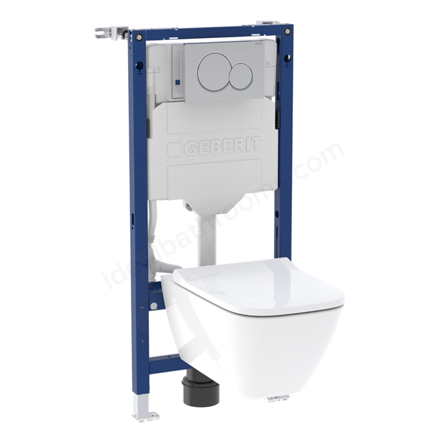 Geberit Wall-Hung 4-in-1 Sigma Frame, Flush Plate, Smyle Rimless Pan & Soft Close Seat Pack