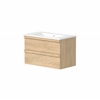 Swan Pagoda 800mm Basin Unit w/ 2 Drawers & Solid Wood Handle - Light Oak