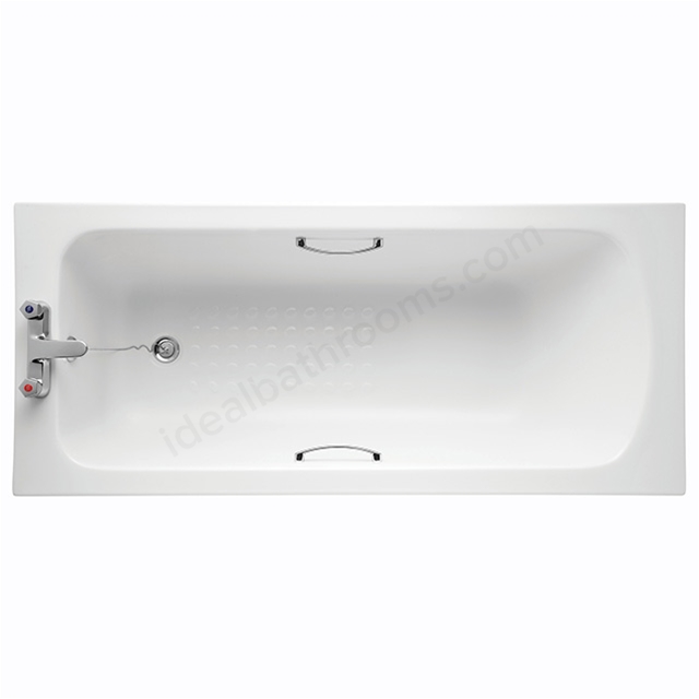 Armitage Shanks Sandringham 21 1600x700mm Rectangular Bath With 2 Tapholes, Handgrips and Tread Pattern