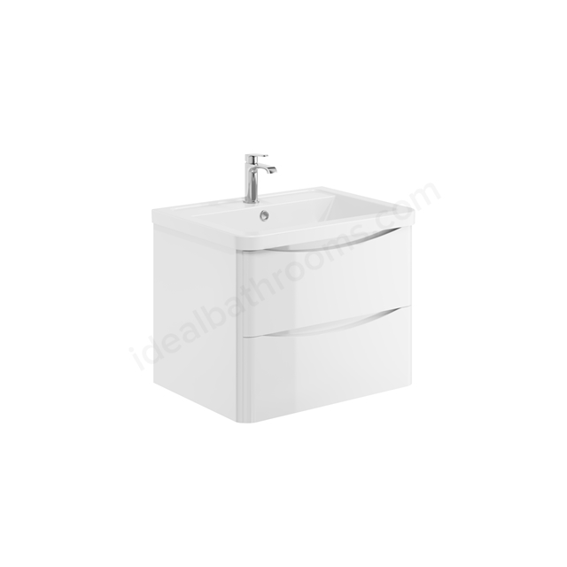 Scudo Bella 600mm x 450mm Wall Mounted Vanity Unit - Gloss White