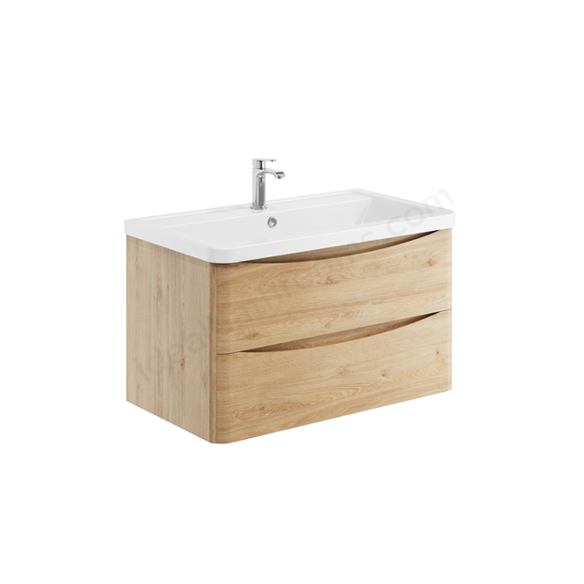 Scudo Bella 800mm x 450mm Wall Mounted Vanity Unit - Davos Oak
