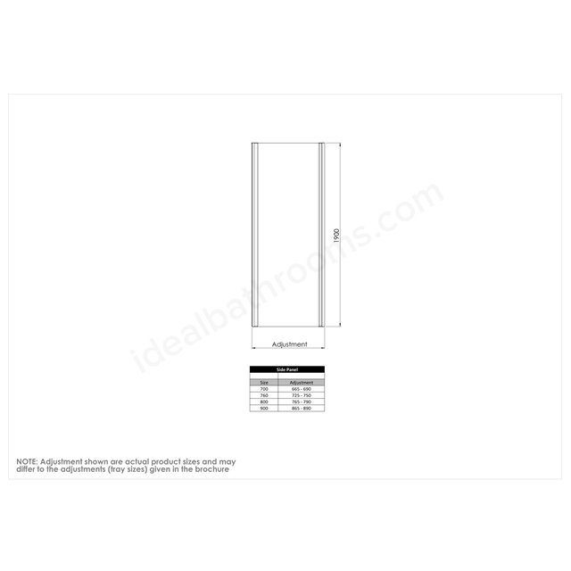 Roman Haven6 Side Panel 800mm - Chrome
