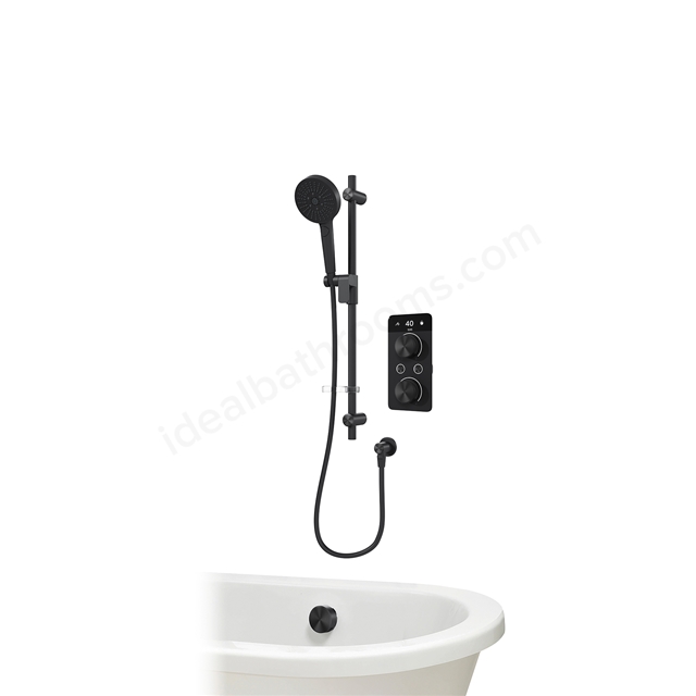 Aqualisa S2 Smart Shower w/ Controller; Adjustable Handset / Kit & Bath Filler LP - Matt Black