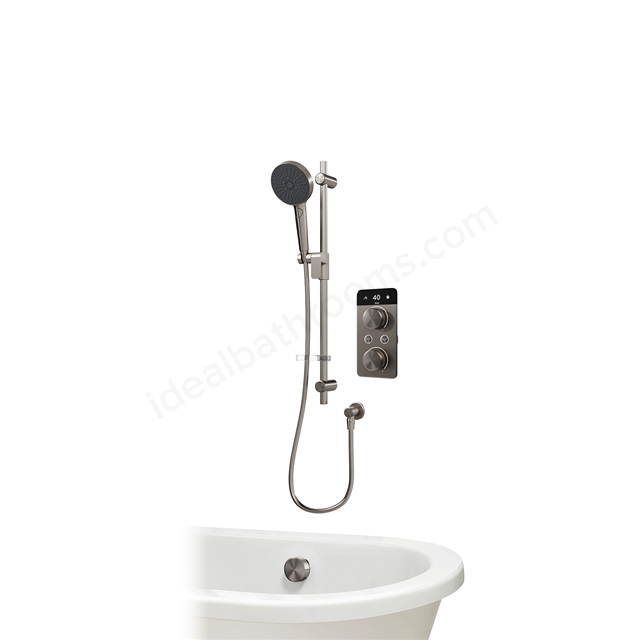 Aqualisa S2 Smart Shower w/ Controller; Adjustable Handset / Kit & Bath Filler HP - Gunmetal Grey