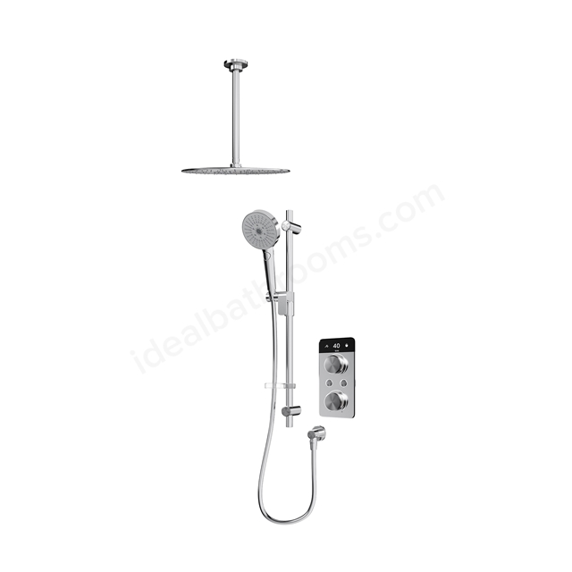 Aqualisa S2 Smart Shower w/ Controller; Adjustable Handset / Kit & Fixed Ceiling Head LP - Chrome