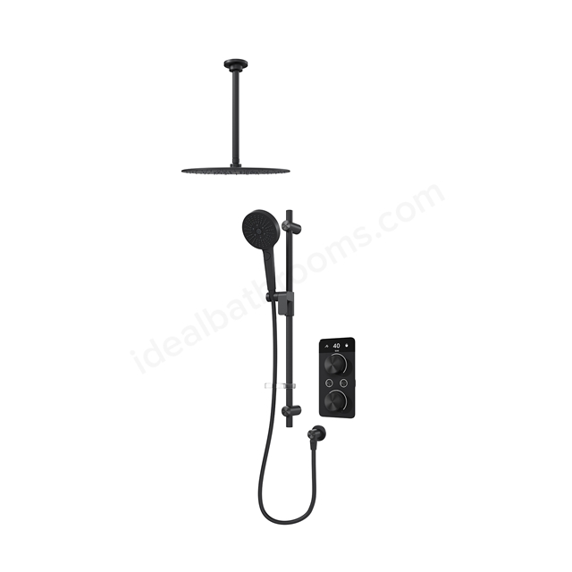 Aqualisa S2 Smart Shower w/ Controller; Adjustable Handset / Kit & Fixed Ceiling Head LP - Matt Black