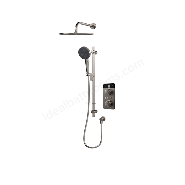 Aqualisa S2 Smart Shower w/ Controller; Adjustable Handset / Kit & Fixed Ceiling Head LP - Gunmetal Grey