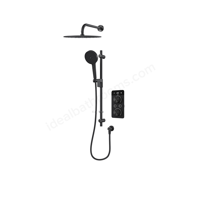 Aqualisa S2 Smart Shower w/ Controller; Adjustable Handset / Kit & Fixed Ceiling Head HP - Matt Black