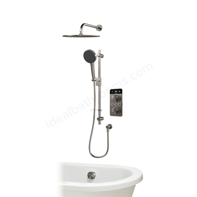 Aqualisa S2 Smart Shower w/ Controller; Adjustable Handset / Kit & Fixed Ceiling Head HP - Gunmetal Grey