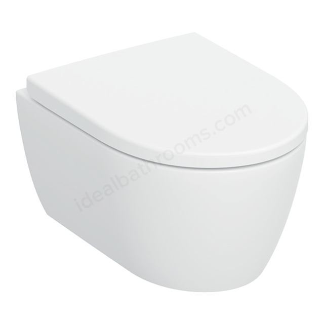 Geberit iCon Compact Satin Wall-Hung TurboFlush Toilet & Soft-Close Seat Pack