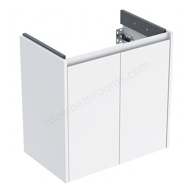 Geberit Selnova Square Compact 2-Door Cabinet for 650mmW x 400mmD Basin; Gloss White Silk