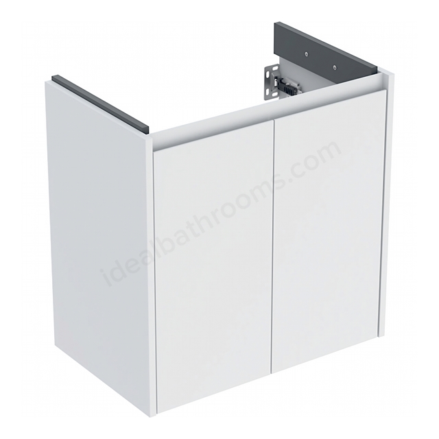 Geberit Selnova Square Compact 2-Door Cabinet for 650mmW x 400mmD Basin; Matt White Silk