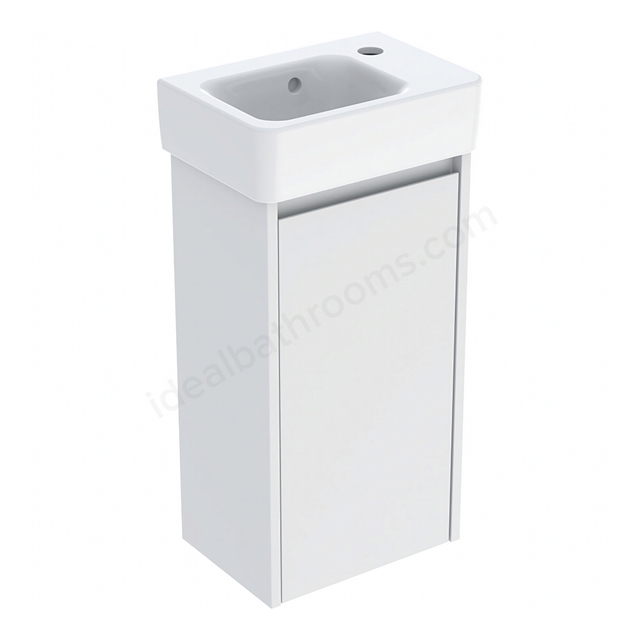Geberit Selnova Square Compact 360mmW Basin & 1-Door Cabinet Set; Matt White Silk