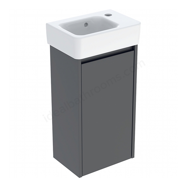 Geberit Selnova Square Compact 360mmW Basin & 1-Door Cabinet Set; Lava Silk Matt