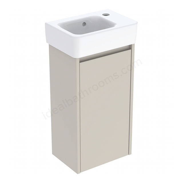 Geberit Selnova Square Compact 360mmW Basin & 1-Door Cabinet Set; Sand Silk Matt