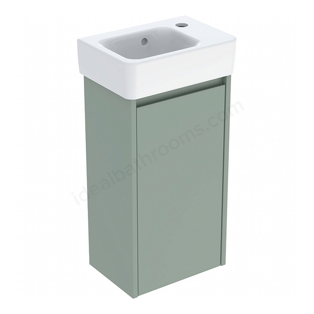 Geberit Selnova Square Compact 360mmW Basin & 1-Door Cabinet Set; Sage Green Silk Matt