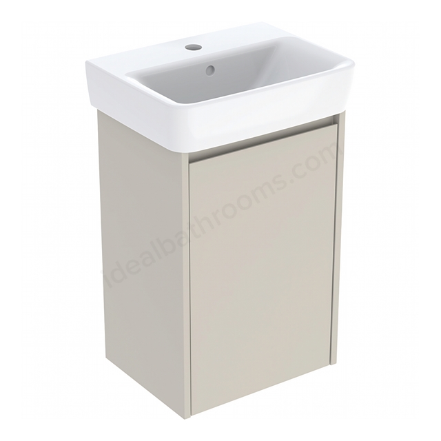 Geberit Selnova Square Compact 450mmW Basin & 1-Door Cabinet Set; Sand Silk Matt