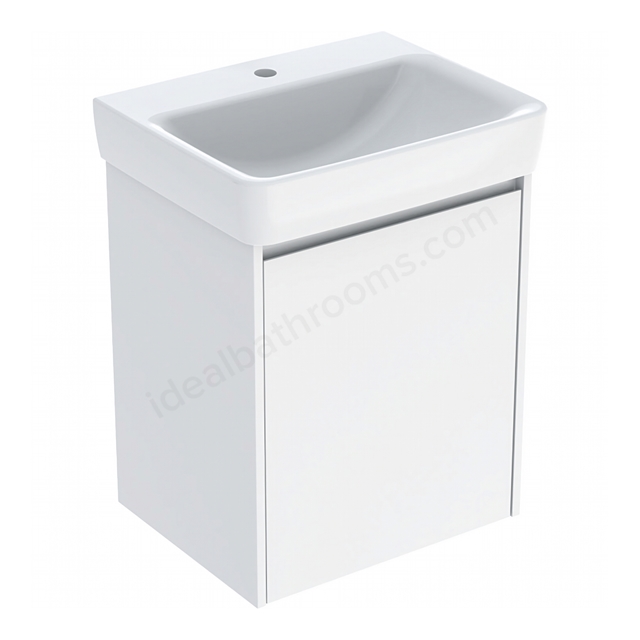 Geberit Selnova Square 550mmW Basin & 1-Door Cabinet Set; Gloss White Silk
