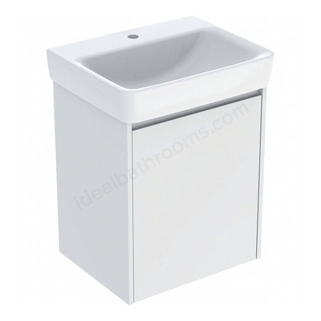 Geberit Selnova Square 550mmW Basin & 1-Door Cabinet Set; Matt White Silk