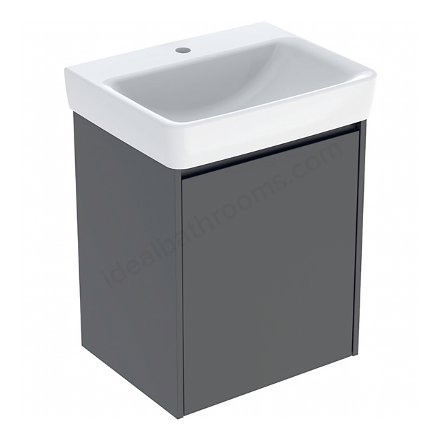 Geberit Selnova Square 550mmW Basin & 1-Door Cabinet Set; Lava Silk Matt
