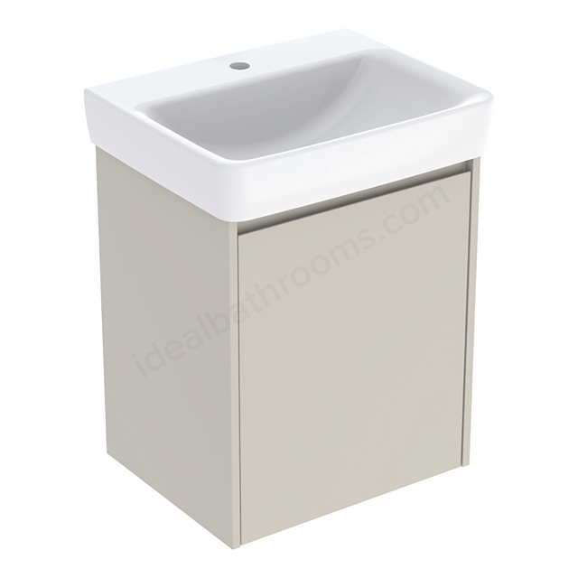 Geberit Selnova Square 550mmW Basin & 1-Door Cabinet Set; Sand Silk Matt