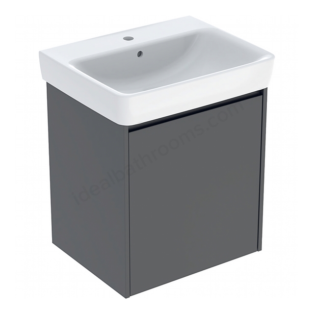 Geberit Selnova Square 600mmW Basin & 1-Door Cabinet Set; Lava Silk Matt