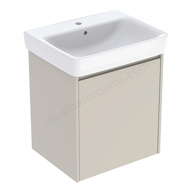 Geberit Selnova Square 600mmW Basin & 1-Door Cabinet Set; Sand Silk Matt