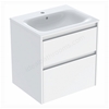 Geberit Selnova Square 600mmW Slim-Rim Basin & 2-Drawer Cabinet Set; Gloss White Silk