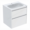 Geberit Selnova Square 600mmW Slim-Rim Basin & 2-Drawer Cabinet Set; Matt White Silk