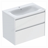 Geberit Selnova Square 800mmW Slim-Rim Basin & 2-Drawer Cabinet Set; Matt White Silk