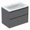 Geberit Selnova Square 800mmW Slim-Rim Basin & 2-Drawer Cabinet Set; Lava Silk Matt