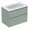 Geberit Selnova Square 800mmW Slim-Rim Basin & 2-Drawer Cabinet Set; Sage Green Silk Matt