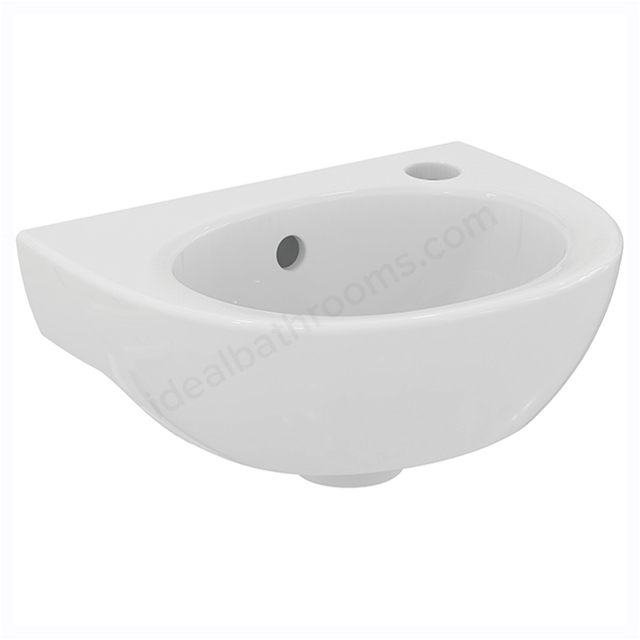 Armitage Shanks Sandringham 21 350mm Handrinse Basin With 1 Right-Hand Taphole And Overflow, No Chainstay Hole