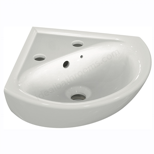 Armitage Shanks Sandringham 21 480mm Corner Basin With 2 Tapholes, Overflow And Chainstay Hole