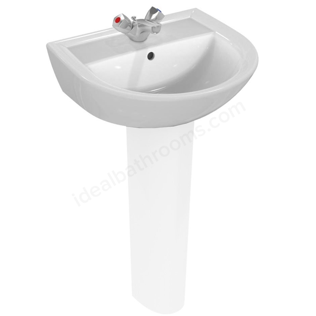Armitage Shanks Sandringham 21 500mm Pedestal Basin With 1 Taphole And Overflow, No Chainstay Hole