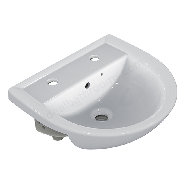 Armitage Shanks Sandringham 21 500mm Semi-Countertop Basin With 2 Tapholes, Overflow And Chainstay Hole