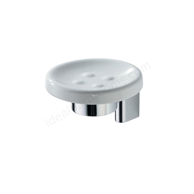 Ideal Standard CONCEPT Ceramic Soap Dish & Holder; Chrome/White