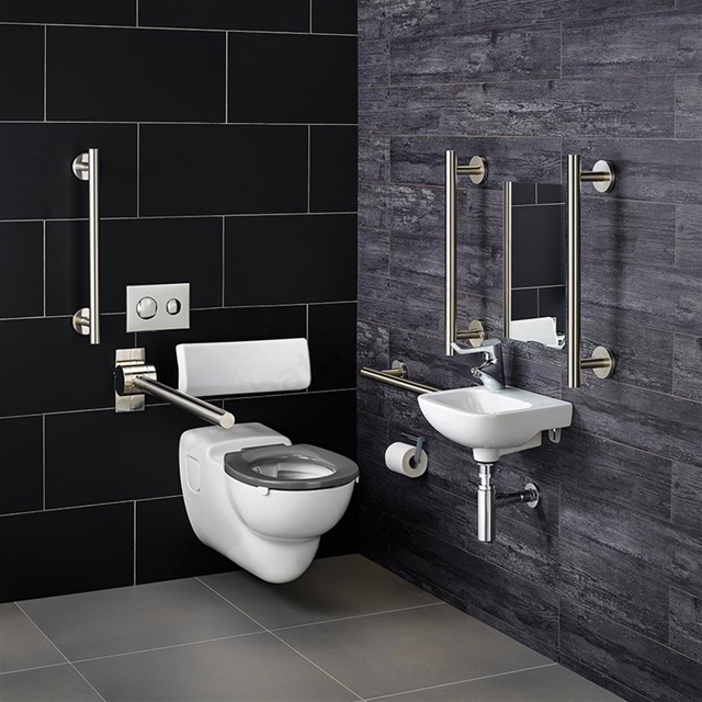 Armitage Shanks CONTOUR 21 Wall Hung Pack with Stainless Steel Rails Right Handed, Stainless Steel