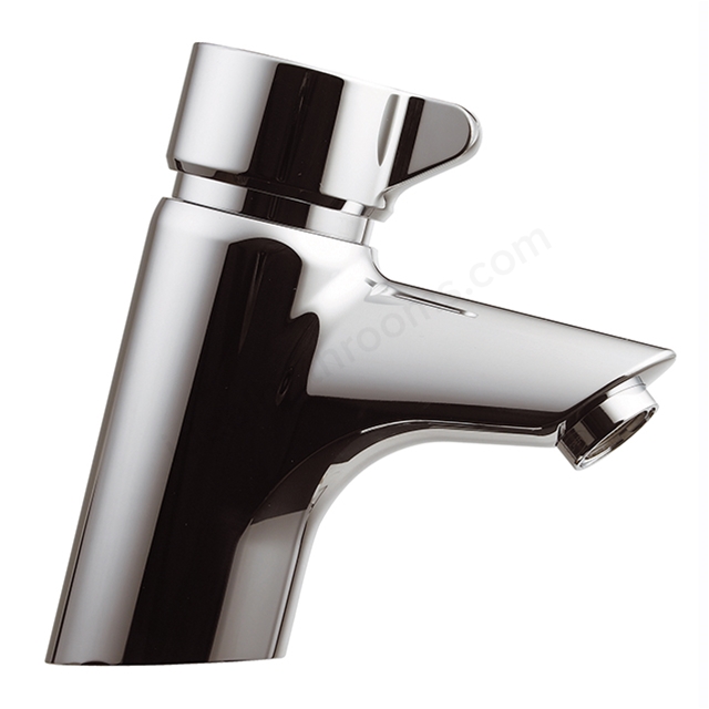 Armitage Shanks Avon 21 Basin Mixer With Self-Closing Push Button, Variable Temperature Control With 15mm Female Connector Flexible Hoses On Inlets