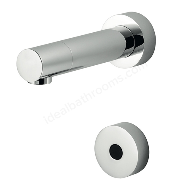 Armitage Shanks Sensorflow 21 Tubular Panel Mounted 150mm Projection Spout With Anti-Splash 3.7 Litre Per Minute Aerated Outlet, Remote Panel Sensor And Copper Tube Inlets, Mains Powered